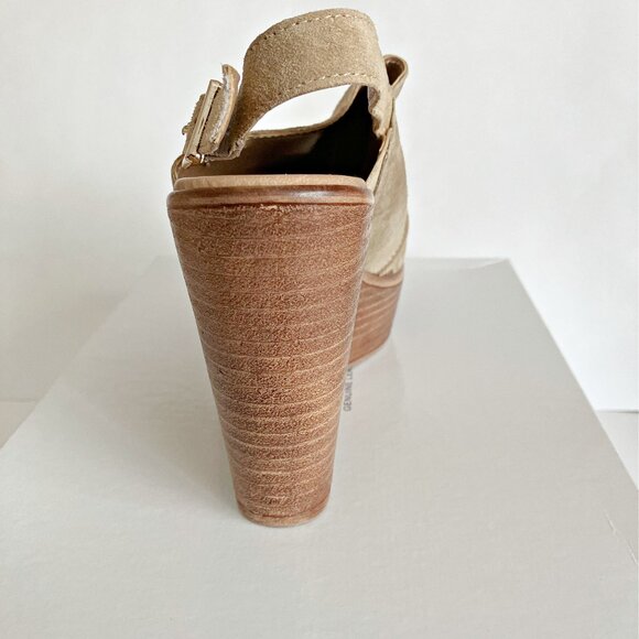 Mika Paoli Tan Suede Leather Wedge Sandles Size 6 - Picture 5 of 8